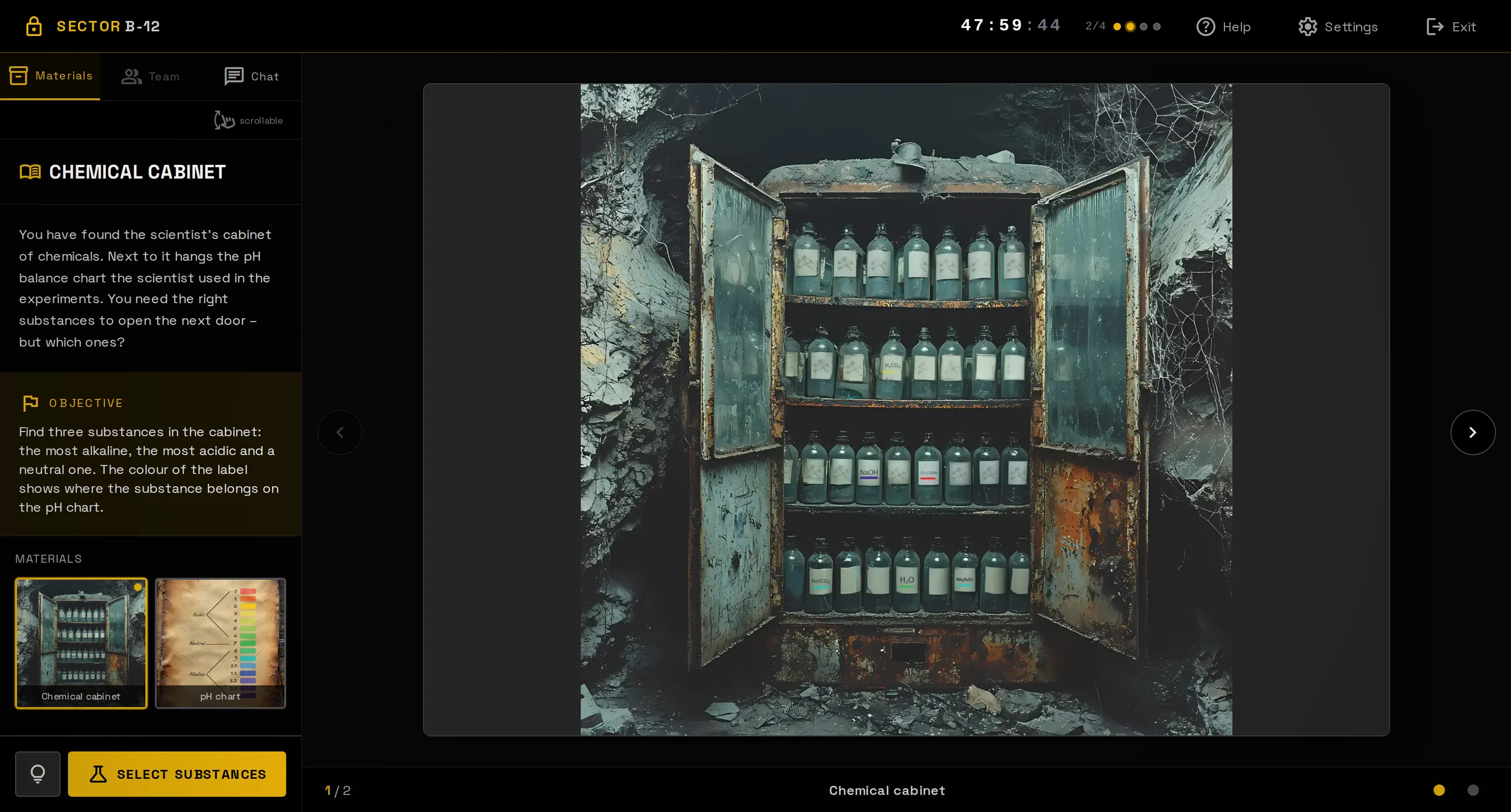 A room in the Sector B-12 demo game